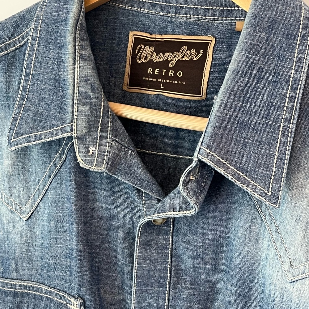 Wrangler Retro Denim Pearl Snap Shirt - Large